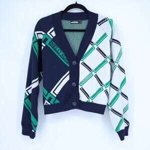 J. LINDEBERG Nelly Korda Knit Jacquard Cardigan Sweater Green Women's XS